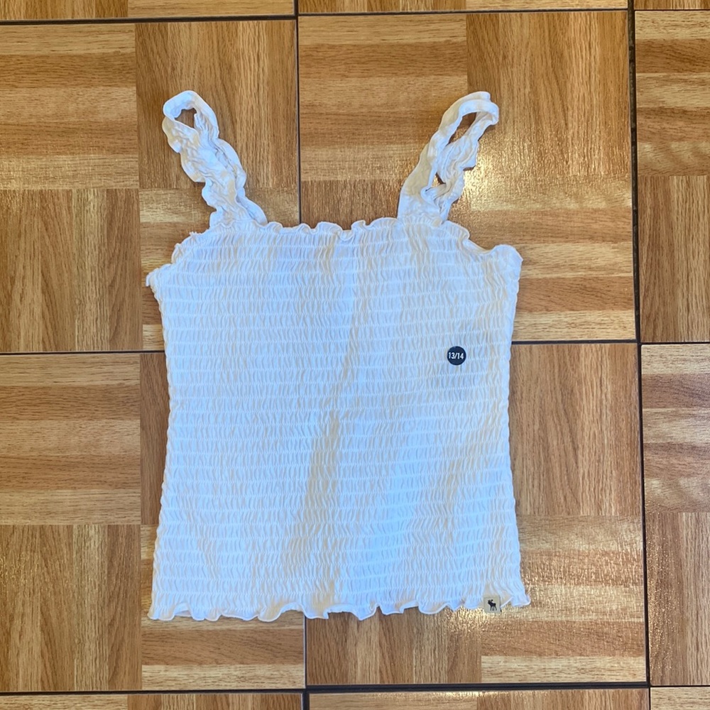 Abercrombie Kids Girls White Shirred Tank Top